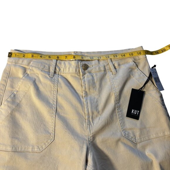 Kut From The Kloth Meg Beige Wide-Leg Pants Size 12 Cotton Blend - Picture 7 of 13